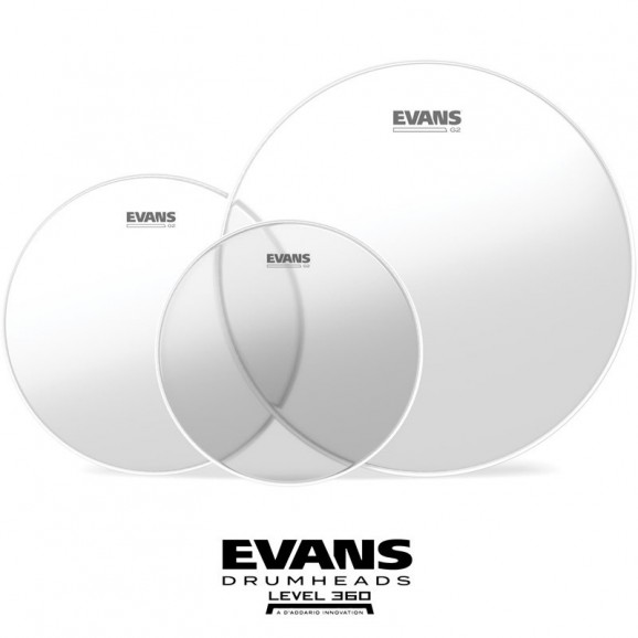 Evans G2 Clear 10 12 16 Euro Tom Drum Head Pack
