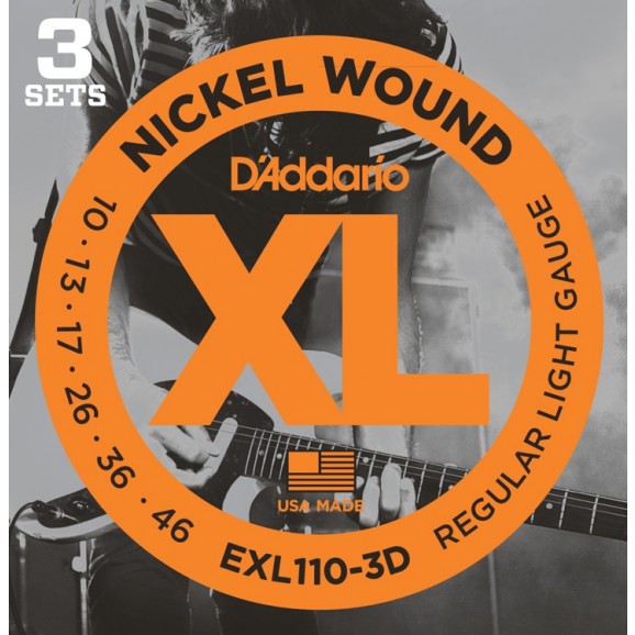 D'Addario 3 Pack of EXL110 10-46 Electric Guitar Strings