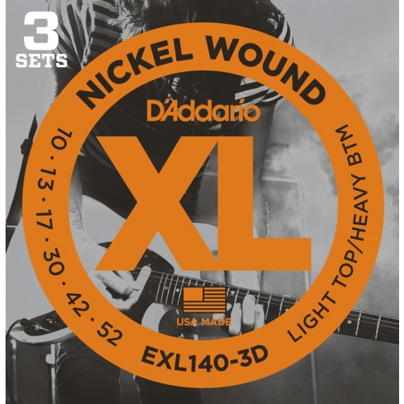D'Addario 3 Pack of EXL140 10-52 Electric Guitar Strings