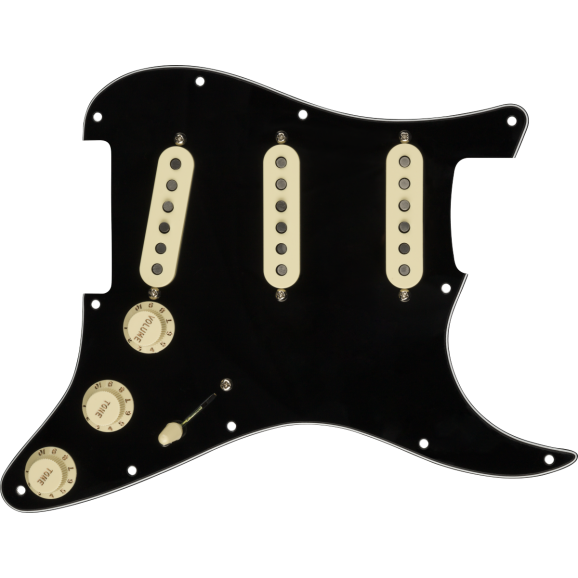 Fender Pre-Wired Strat Pickguard, Custom Shop Custom '69 SSS, Black 11 Hole PG