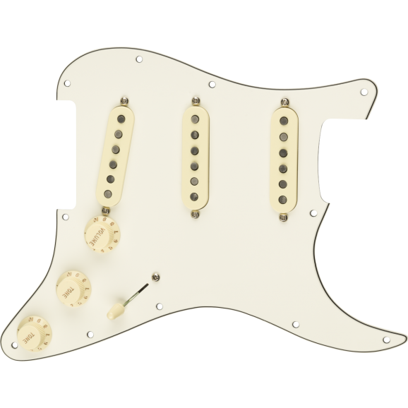 Fender Pre-Wired Strat Pickguard, Custom Shop Custom '69 SSS, Parchment 11 Hole PG