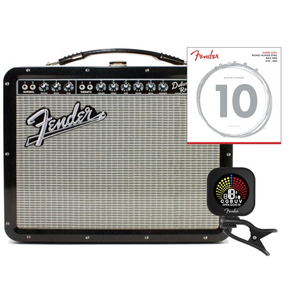 Fender Lunchbox Bundle with Flash 2.0 Tuner + Super 250 (10-46) Electric Guitar Strings