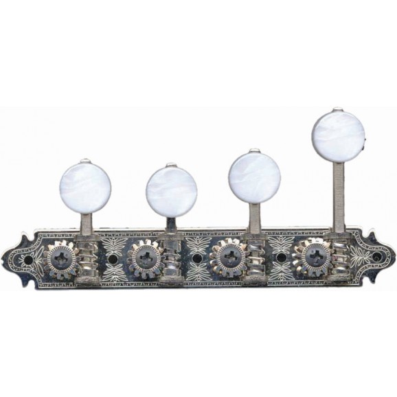 Gotoh 'F' Style Mandolin Machine Heads with Pearloid Buttons in Nickel