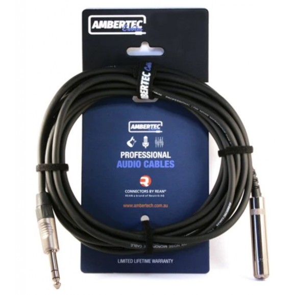 Ambertec 6.35mm Male-Female headphone extension cable, REAN connectors, 5m
