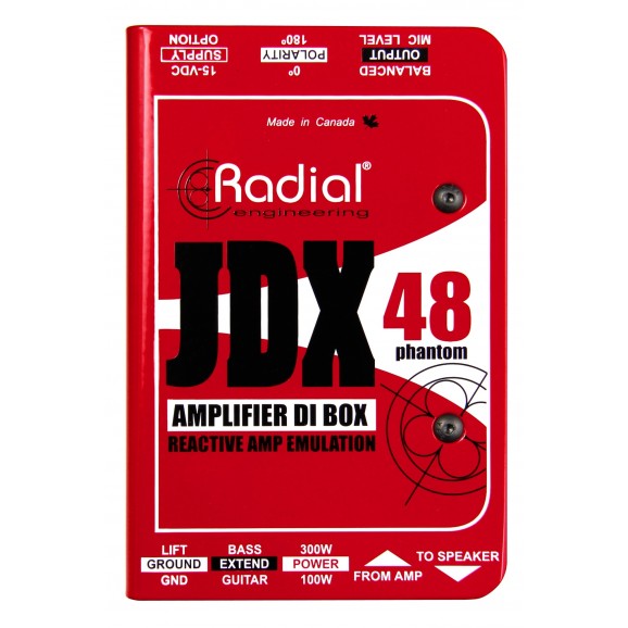 Radial JDX 48  Class-A Reactive DI Box for Guitar Amp  +48V Phantom Powered / 15VDC