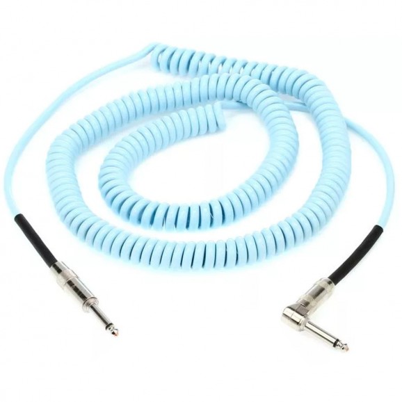 Lava Retro Coil Cable 6m Straight To Right Angle in Blue