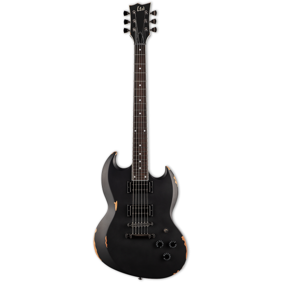 ESP LTD Volsung Lars Frederiksen Signature Viper Electric Guitar in Distressed Satin Black