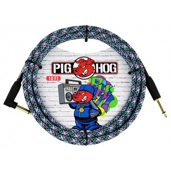 Pig Hog "Graffiti Blue" Instrument Cable, 10ft RA