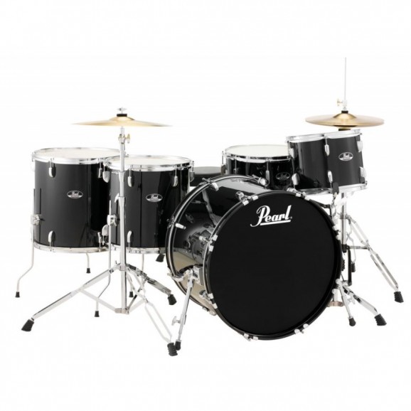 Pearl Roadshow 5pc 22" Rock Drum Kit Package in Jet Black