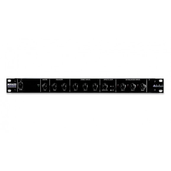 ART-MX622 Six Channel Stereo Mixer with EQ, Effects Loop and Balanced Outputs - Rack Mount