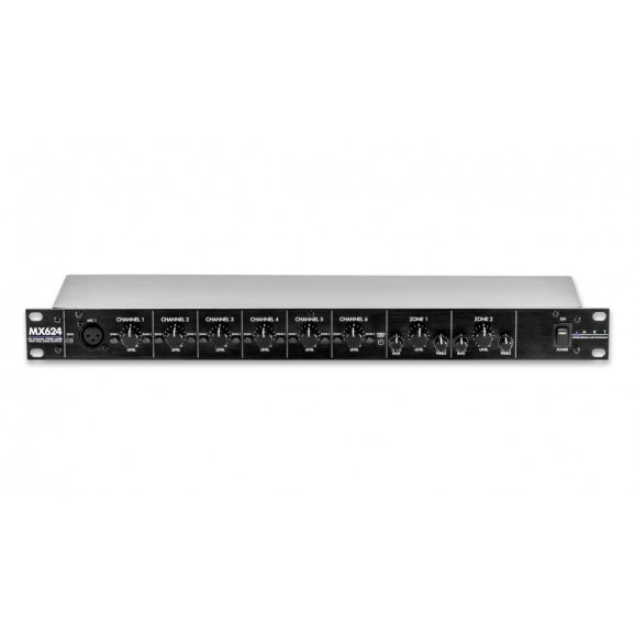 ART-MX624 Six Channel Stereo Mixer with Two Zone Outputs & Ducking - Rack Mount