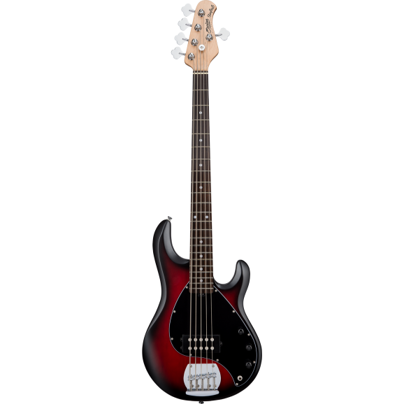 Sterling by Music Man Ray5 Electric 5 String Bass in Ruby Red Burst Satin