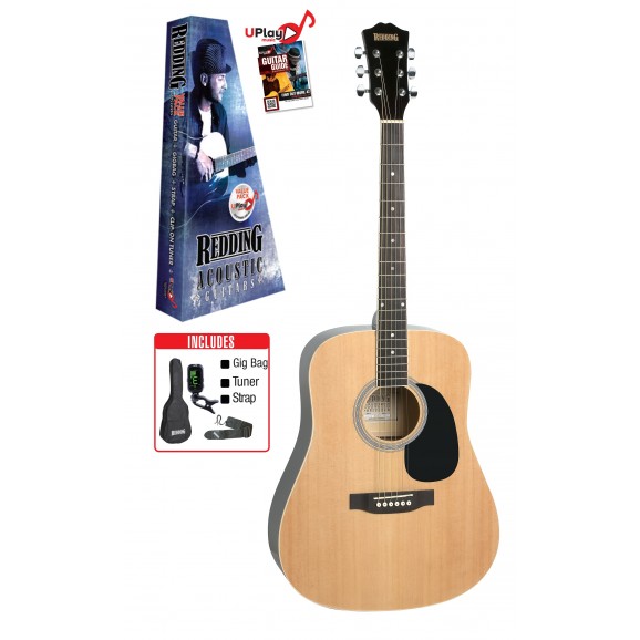 Redding RED50 Acoustic Guitar Pack w/ Gig Bag, Tuner and Strap in Natural