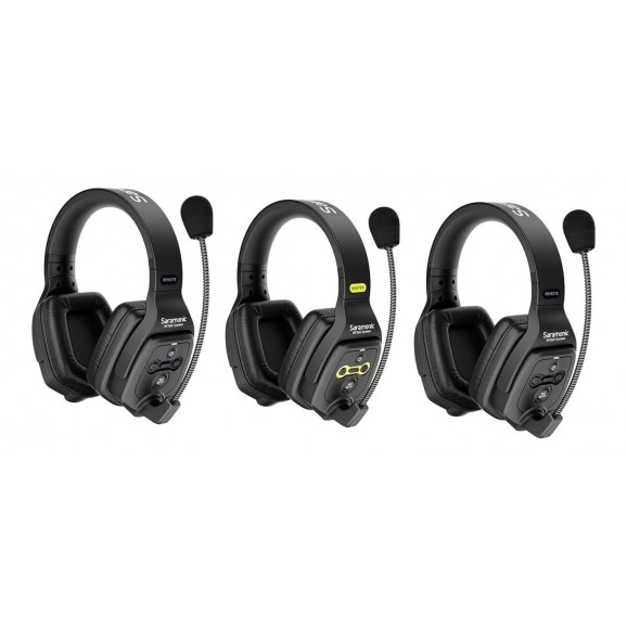  Saramonic WiTalk WT3D Full-Duplex 3-Person Wireless Intercom Headset System Dual Ear Cup