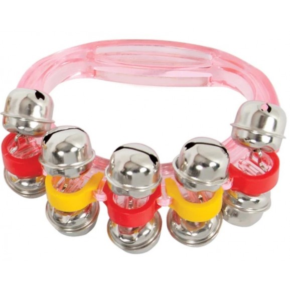 CPK 10 Bell Sleigh Bells on Plastic Handle in Pink