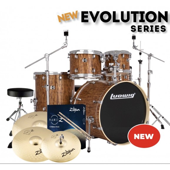 Ludwig Evolution 5pce 22" Euro Drum Kit  Package in Cherry