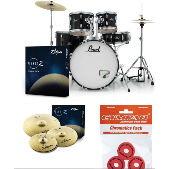 Pearl Roadshow Evolve 20" Fusion Drum Kit Package in Jet Black