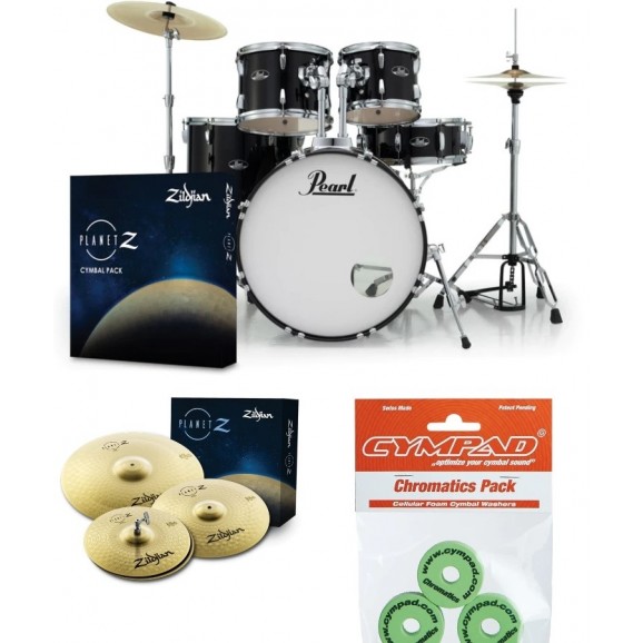 Pearl Roadshow Evolve 22" Fusion Plus Drum Kit Package in Jet Black