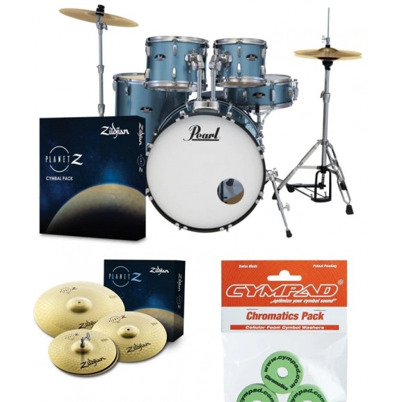 Pearl Roadshow Evolve 20" Fusion Drum Kit Package in Aqua Blue Glitter