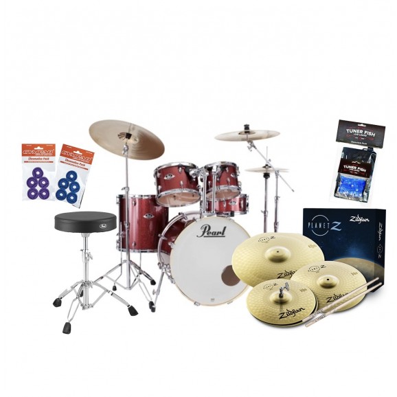 Pearl Export Plus 22" Fusion Plus 5pce Drum Kit Package in Black Cherry Glitter