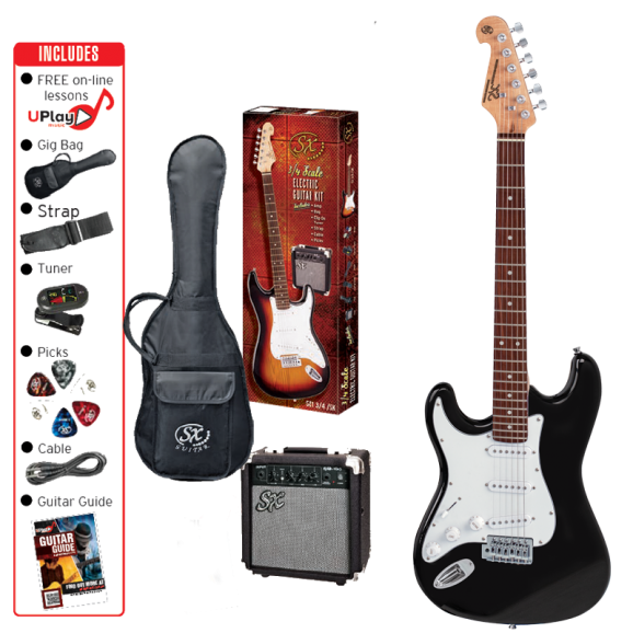 SX Left Handed 3/4 Electric Guitar Pack in Black