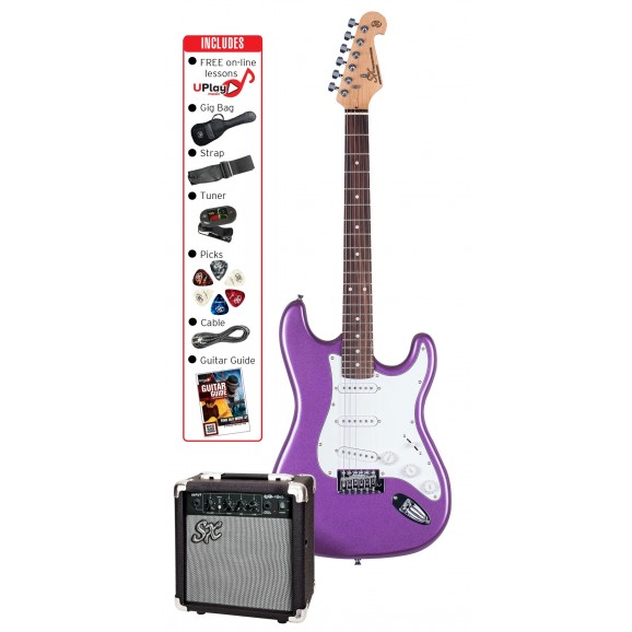SX 4/4 Size Electric Guitar Kit in Metallic Purple