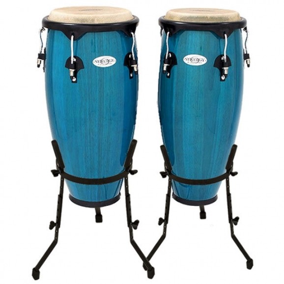 Toca 10" & 11" Synergy Wooden Conga Set in Bahama Blue