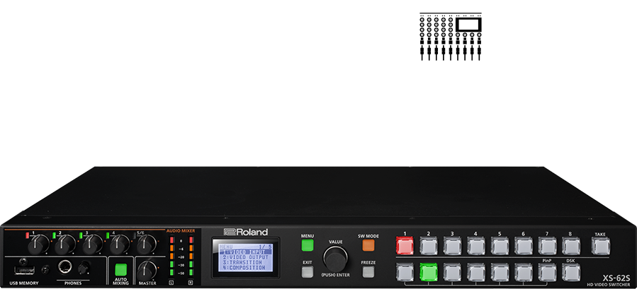 Roland XS-62S - 6-Channel HD Video Switcher with Audio Mixer and PTZ Camera  Control